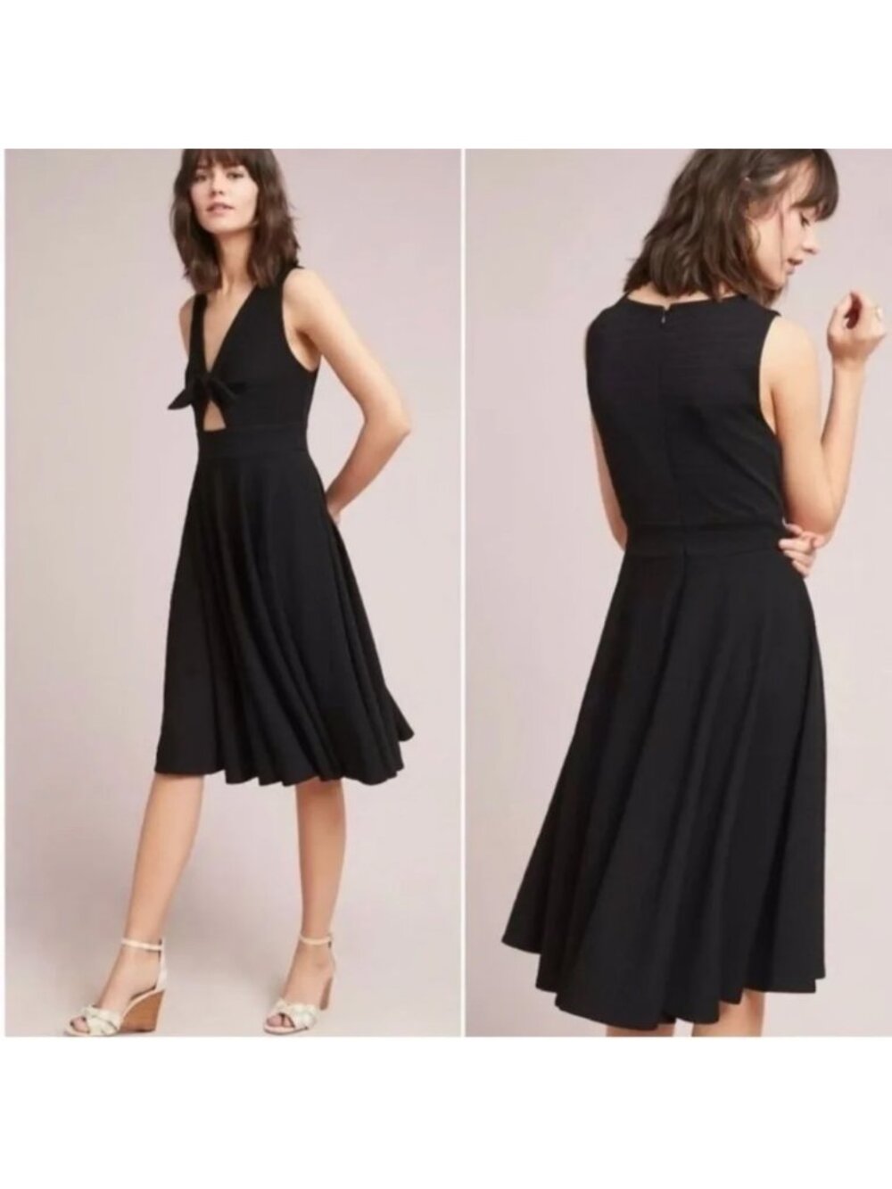 Hutch Anthropologie April Keyhole Fit Flare Midi Dress S Black